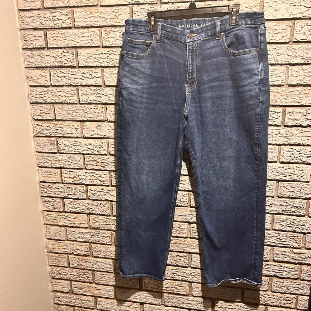 American Eagle Stretch Straight Leg Jeans Dark Wash Blue Real Good Denim